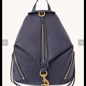 REBECCA MINKOFF JULIAN LEATHER NAVY & GOLD BACKPACK
